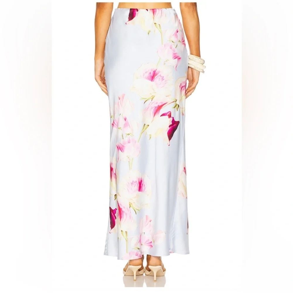 Runaway the Label Verity Maxi Skirt in Cadence Floral satin slip Revolve L - Picture 6 of 10